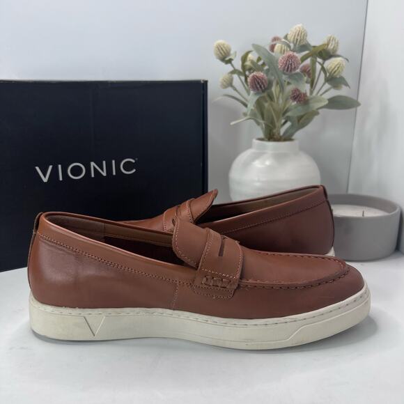 Vionic Thompson Slip-on Penny Loafers Casual Comfort Shoe Tan Men 9.5 Wide NWOB - Picture 5 of 10